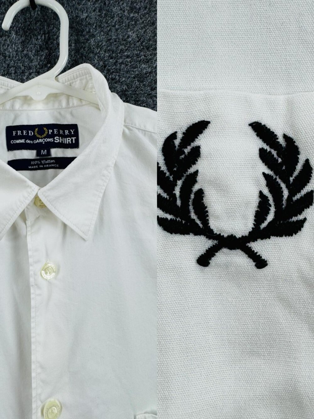 Fred Perry x Comme des GARCONS France Medium White Short Sleeve Button Up Shirt